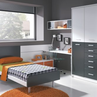 Γκρι και λευκά έπιπλα για έφηβους έφηβους