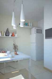 Λευκή και μπεζ κουζίνα