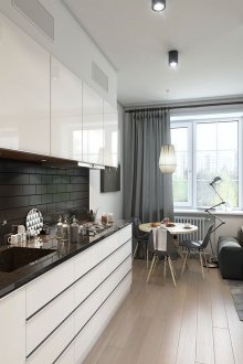 Μαύρο και άσπρο έπιπλα στην κουζίνα