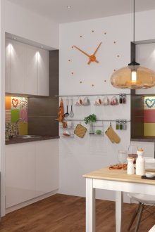 Μπεζ και λευκά έπιπλα στην κουζίνα