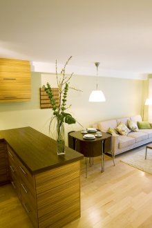 Μεγάλο σαλόνι-κουζίνα με χερσόνησο