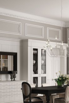 Λευκή πλακόστρωση στην οροφή σε λευκό και γκρίζο εσωτερικό