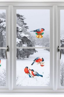 Αυτοκόλλητα πουλιά στο παράθυρο για το νέο έτος