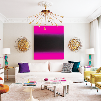 Εκλεκτικισμός στο εσωτερικό του καθιστικού με φωτεινή εικόνα