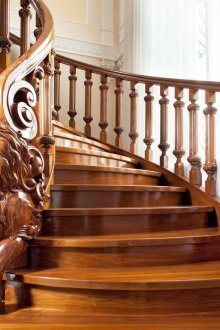 Wooden staircase in a private house