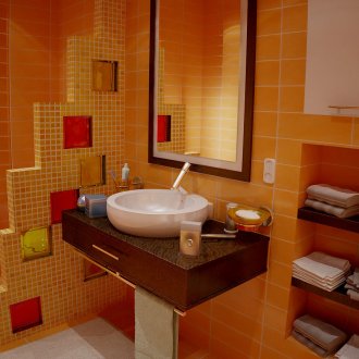 Διαχωριστικό μπάνιου με παρεμβύσματα από γυαλί