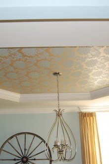 Γυψοσανίδα οροφή και ύφασμα στο σαλόνι