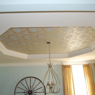 Γυψοσανίδα οροφή και ύφασμα στο σαλόνι