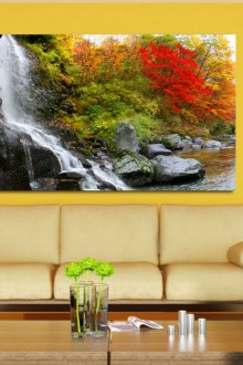 Ζωγραφική με καταρράκτη στο σαλόνι με φενγκ σούι