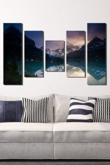 Ζωγραφική με βουνά στο σαλόνι με φενγκ σούι