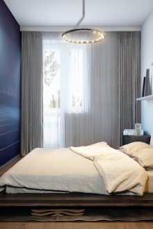 Μπλε τοίχο στο σχεδιασμό υπνοδωματίου