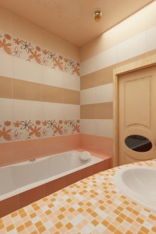 Spotlight σε ένα λευκό και μπεζ μπάνιο χωρίς τουαλέτα