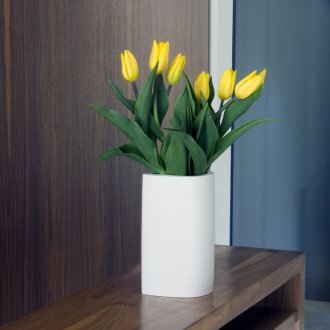 Λευκό αγγείο πορσελάνης με λουλούδια