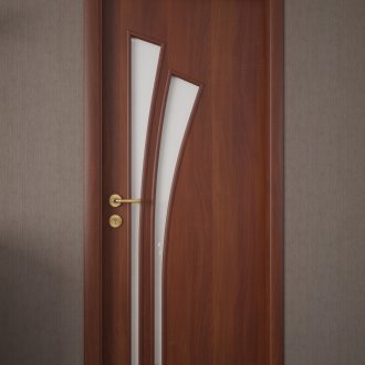 Καφέ πόρτα με γυαλί στο μπάνιο