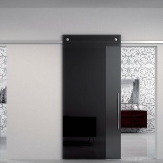 Μαύρη συρόμενη πόρτα μπάνιου