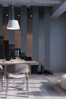 Γύρος καναπές σε μια μεγάλη κουζίνα