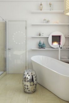 Κομψό μπεζ και λευκό μπάνιο