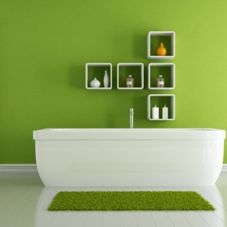 Σχεδιασμός λευκού και πράσινου μπάνιου