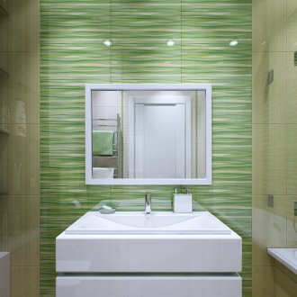 Ανοιχτό πράσινο και μπεζ πλακάκια στο μπάνιο