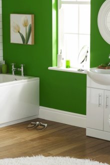 Πράσινοι ζωγραφισμένοι τοίχοι στο μπάνιο