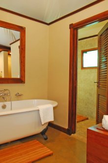 Μπεζ ζωγραφισμένα τοίχους μπάνιου σε στυλ ρετρό