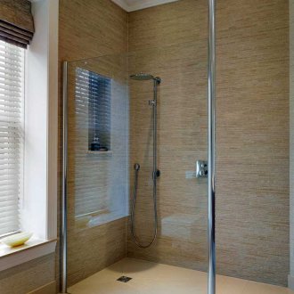 Ντους χωρίς ντους με γυάλινο χώρισμα στο μπάνιο