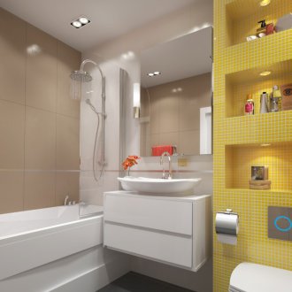 Κίτρινο μωσαϊκό στο μπάνιο