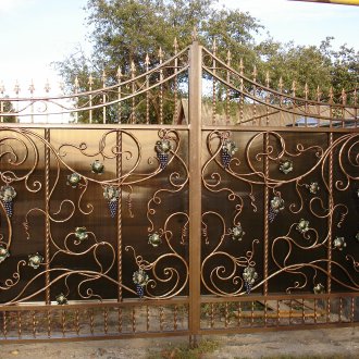 Όμορφη σφυρήλατη πύλη με πολυανθρακικό