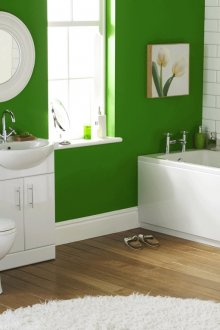 Λευκό και πράσινο φωτεινό μπάνιο