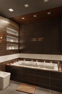 Καφέ και λευκό μπάνιο