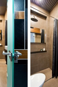 Καφέ στενό μπάνιο