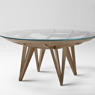 Τρελή στρογγυλή τράπεζα από ξύλο και γυαλί