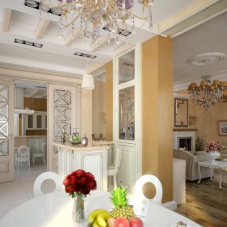 3D white door in classic style