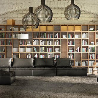 Βιβλιοθήκη από μασίφ ξύλο στο σαλόνι