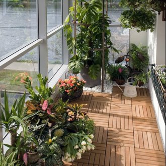 Κήπος σε τζάμι μπαλκόνι