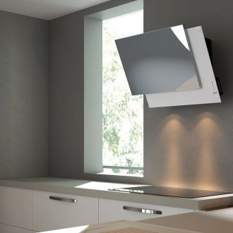 Γκρίζο κεραμίδι με πορτοκαλί πινελιές στην κουζίνα