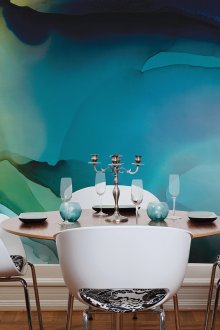 Τιρκουάζ ταπετσαρία φωτογραφία στο εσωτερικό του διαμερίσματος