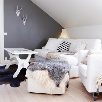 Γούνα καρό σε ένα μινιμαλιστικό εσωτερικό