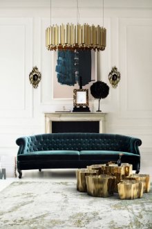 Καναπές μπλε βελούδο chester