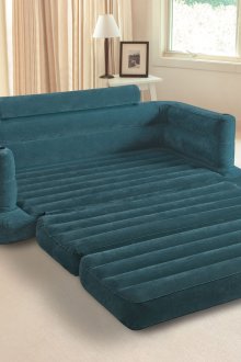 Turkos oppustelig sofa