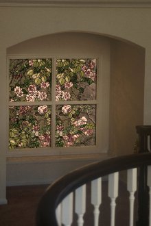 Πόρτα από τέφρας με βιτρό