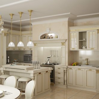 Κλασσική κουζίνα με επιχρύσωση