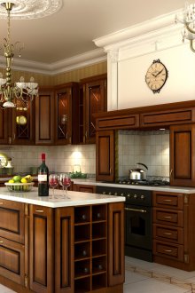 Κουζίνα από συμπαγές ξύλο σε κλασικό στιλ