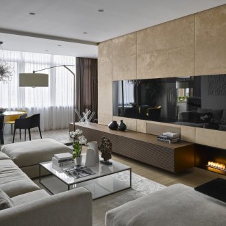 Biofireplace κάτω από την τηλεόραση