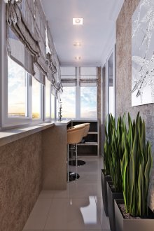 Φωτισμός του μπαλκονιού με ενσωματωμένους λαμπτήρες