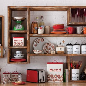 Καφέ πρωτότυπο ξύλινο ράφι κουζίνας