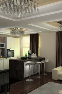 Μινιμαλιστική ζώνη του καθιστικού και της κουζίνας