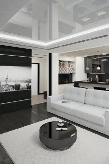 Σύγχρονη hi-tech σχεδίαση του καθιστικού και της τραπεζαρίας