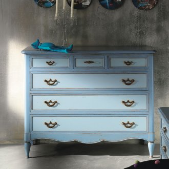 Μπλε συρτάρια με μεταλλικά χερούλια