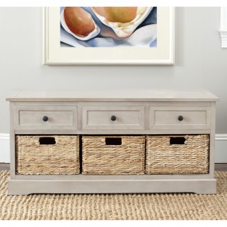 Low chest of drawers with storage baskets